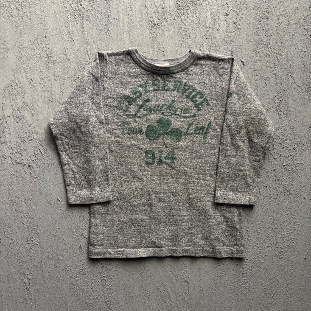 Denim Dungaree Long Sleeve Shirt Medium 130CM Gray Japan Baby Tee